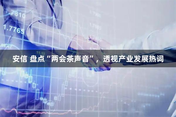 安信 盘点“两会茶声音”，透视产业发展热词