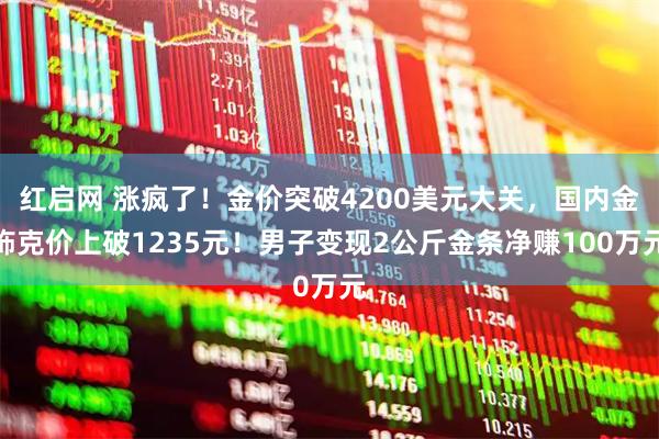 红启网 涨疯了!金价突破4200美元大关,国内金饰克价上破1235元!男子变现2公斤金条净赚100万元