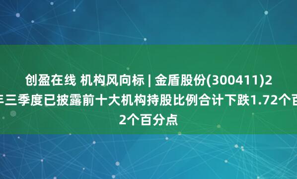 创盈在线 机构风向标 | 金盾股份(300411)2025年三季度已披露前十大机构持股比例合计下跌1.72个百分点